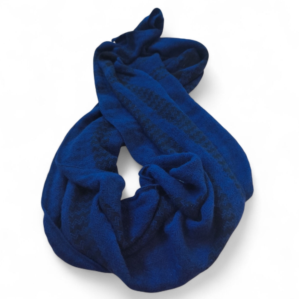Charming Charlie Long Blue and Black Geometric Pattern Scarf Shaw Wrap With Tags